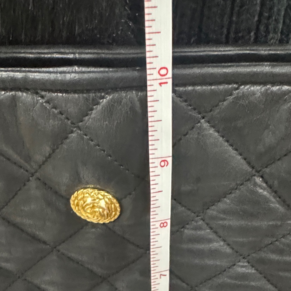 Vintage Moresco Quilted Black Leather Shoulder Bag with Chain & Leather Strap - Picture 10 of 15